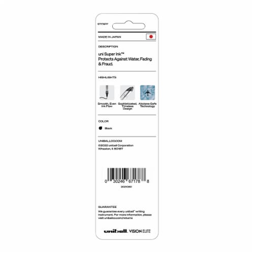 Uni-Ball® Vision Elite Roller Black Bold Point Perspective: back