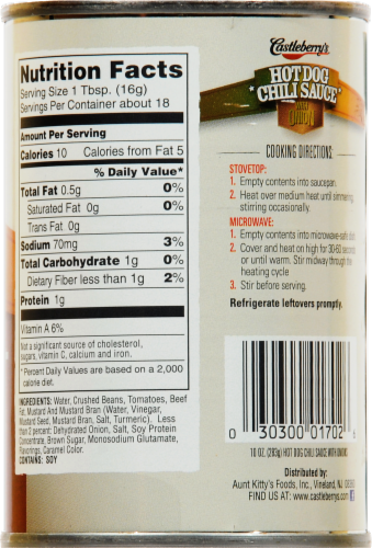 Castleberry's Hot Dog Chili Sauce with Onion Perspective: back