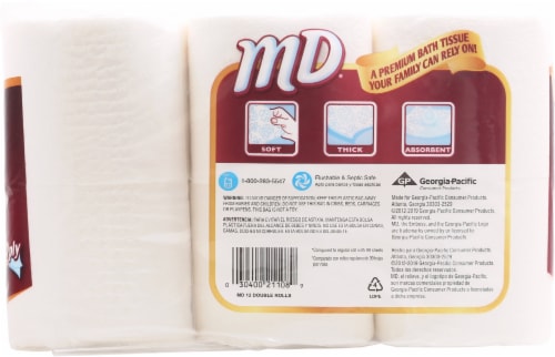 MD 2 Ply Unscented Bathroom Tissue 12 Count Perspective: back