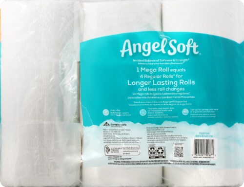 Angel Soft® Mega Roll 2 Ply Sheets Bath Tissue Perspective: back