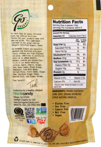 Go Naturally Organic Ginger Hard Candies Perspective: back