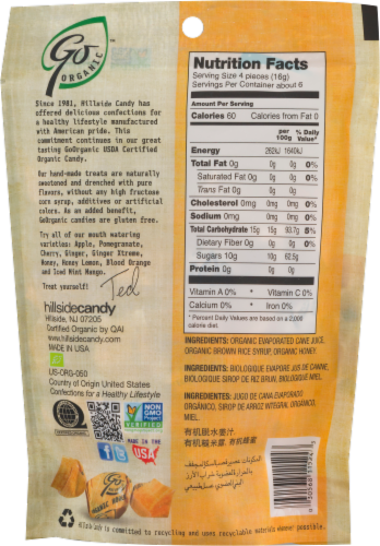 Go Naturally Organic Honey Hard Candies Perspective: back