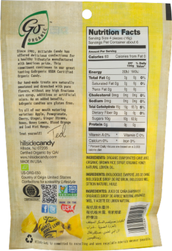 Go Naturally Organic Honey Lemon Hard Candies Perspective: back