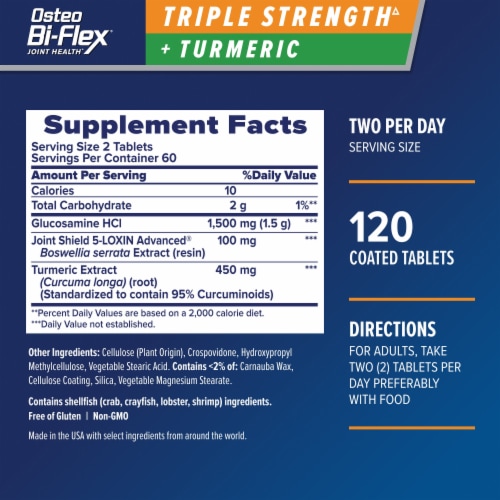 Osteo Bi-Flex Glucosamine with Turmeric, Coated Tablets Perspective: back