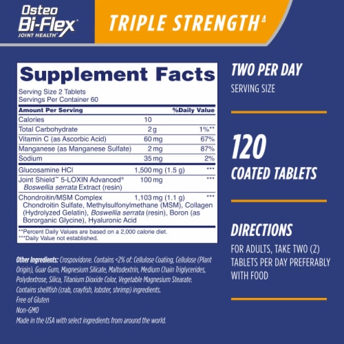 Osteo Bi-Flex® Triple Strength, Coated Tablets Perspective: back