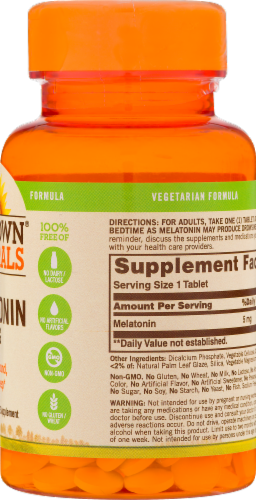 Sundown Naturals Melatonin Tablets 5mg Perspective: back