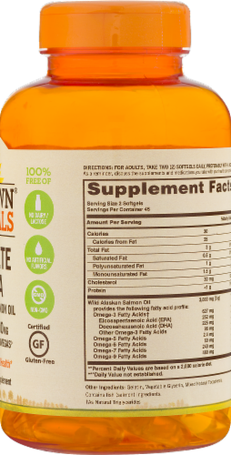 Sundown Naturals Complete Omega Wild Alaskan Salmon Oil Softgels 3000mg Perspective: back