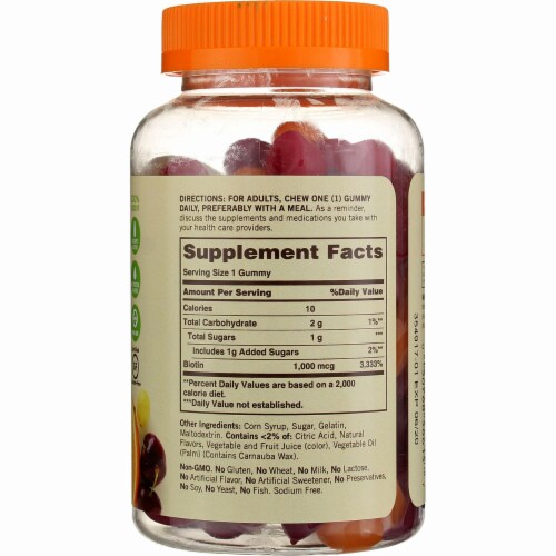Sundown® Naturals 1000mcg Biotin Grape Orange & Cherry Flavored Gummies Perspective: back