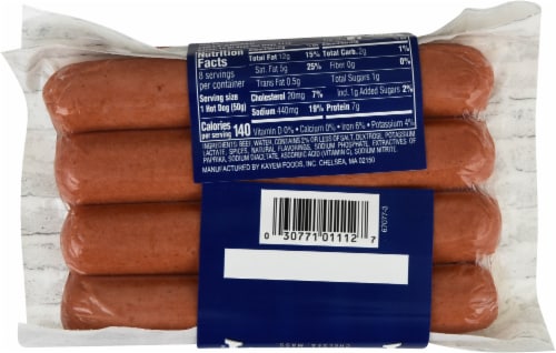Kayem® Skinless Beef Hot Dogs Perspective: back