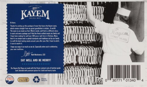 Kayem® Skinless Beed Hot Dogs Perspective: back