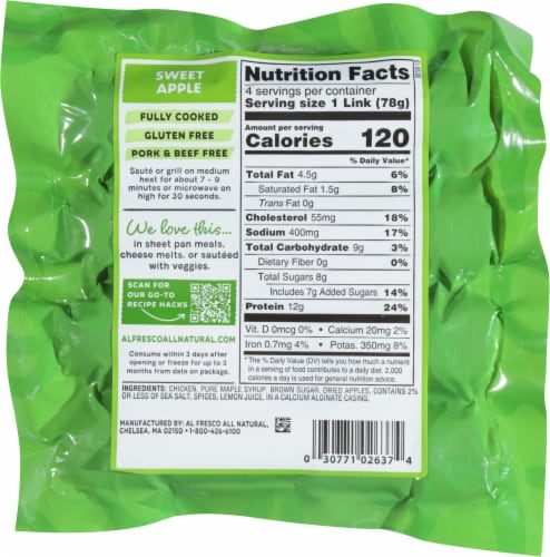 Al Fresco® Sweet Apple Chicken Sausage, 4 ct / 11 oz - Kroger