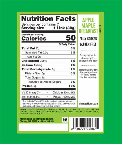 Al Fresco® Apple Maple Chicken Breakfast Sausage, 8 oz - Harris Teeter