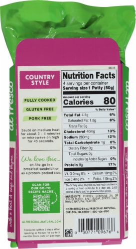 Al Fresco® Country Style Chicken Breakfast Sausage Patties Perspective: back