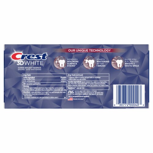 Crest 3D White Glamorous White Teeth Whitening Toothpaste Perspective: back