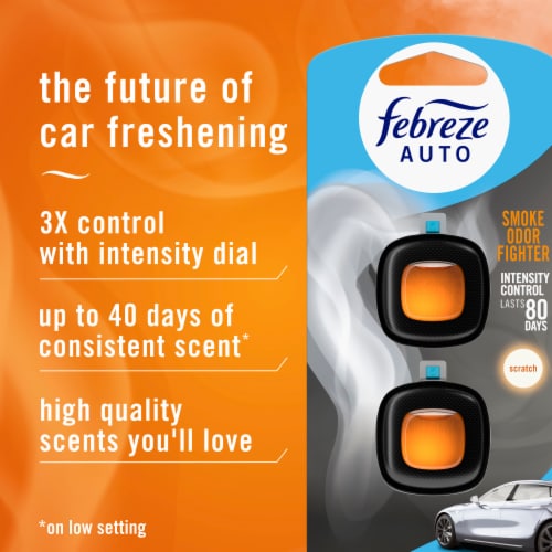 Febreze AUTO Air Freshener Odor-Fighting Automotive Vent Clip Smoke Odor Eliminator Scent Perspective: back