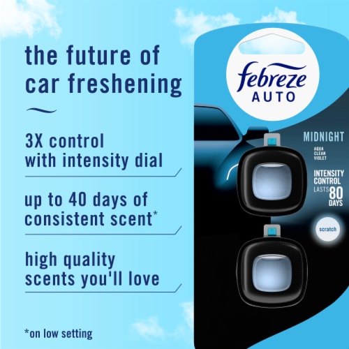 Febreze AUTO Air Freshener Odor-Fighting Automotive Vent Clip Midnight Scent Perspective: back
