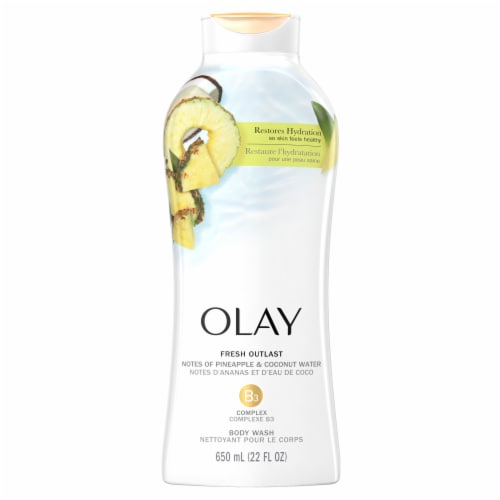 Olay Fresh Outlast Rejuvenating Notes of Pineapple and Coconut Water Paraben Free Body Wash Perspective: back
