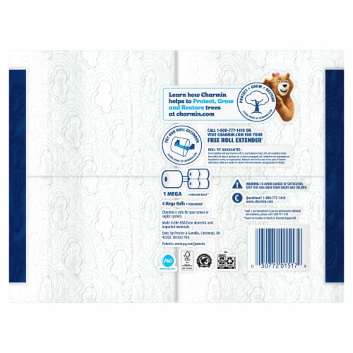 Charmin® Ultra Soft Mega Rolls Toilet Paper Tissue Perspective: back
