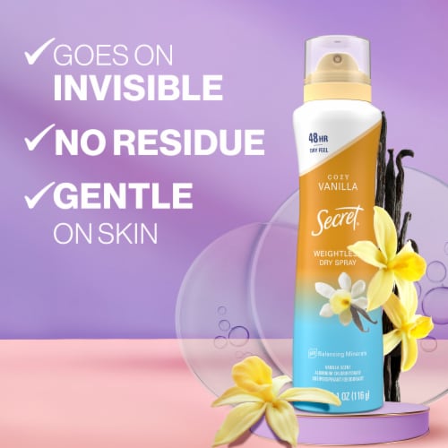 Secret for Women Antiperspirant Deodorant Dry Spray Vanilla and Argan Oil Scent Perspective: back