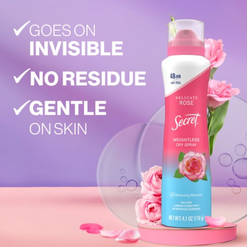 Secret Wild Rose and Argan Oil Dry Spray Antiperspirant Deodorant Perspective: back