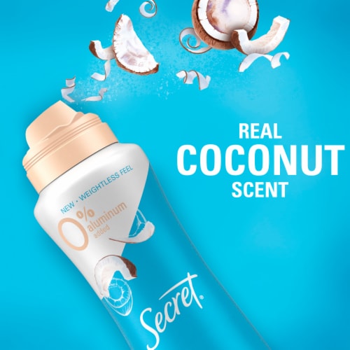 Secret Aluminum Free Coconut and Hemp Seed Oil Dry Spray Deodorant Perspective: back