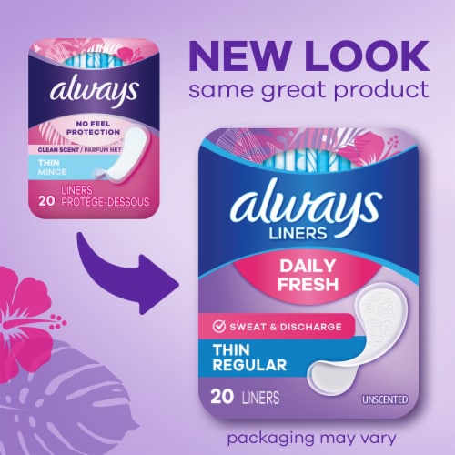 Always No Feel Protection Daily Liners Thin Absorbency Clean Scent Perspective: back