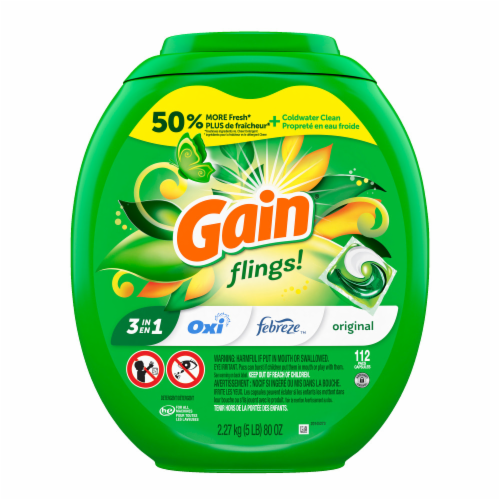 Gain Flings Original Scent Liquid Laundry Detergent Soap Pacs Perspective: back