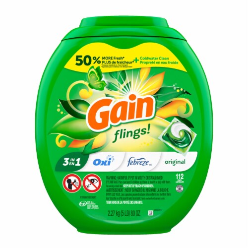 Gain Flings Original Scent Laundry Detergent Pods Perspective: back