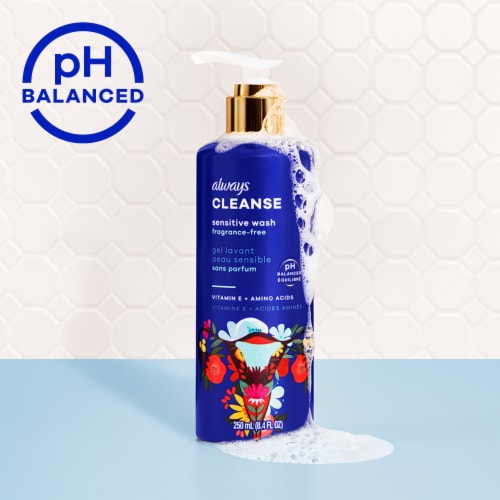 Always CLEANSE Sensitive Fragrance-Free Wash Perspective: back