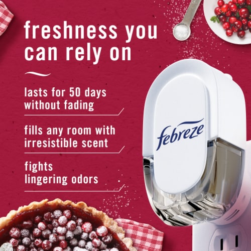 Febreze Odor-Fighting Fade Defy PLUG Air Freshener Cranberry Tart Oil Refill Perspective: back