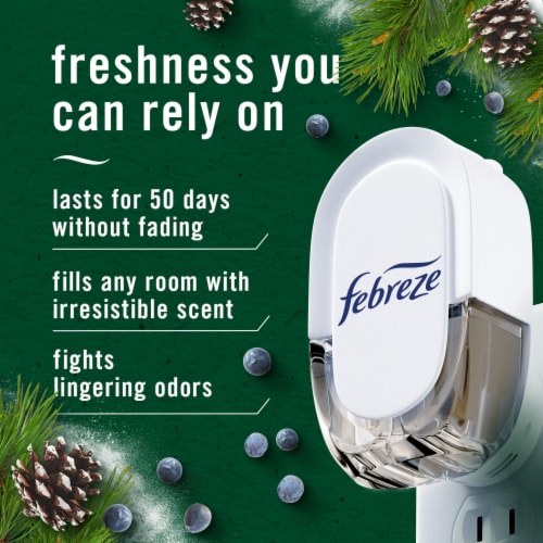Febreze Odor-Fighting Fade Defy PLUG Air Freshener White Pine & Juniper Berry Oil Refill Perspective: back