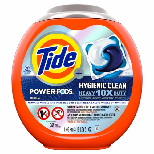 Tide Power PODS Hygienic Clean Heavy Duty Original Liquid Laundry Detergent Pacs Perspective: back