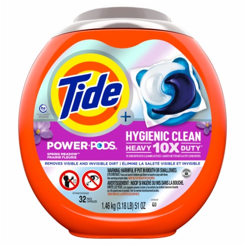 Tide Power PODS Hygienic Clean Heavy Duty Spring Meadow Liquid Laundry Detergent Pacs Perspective: back