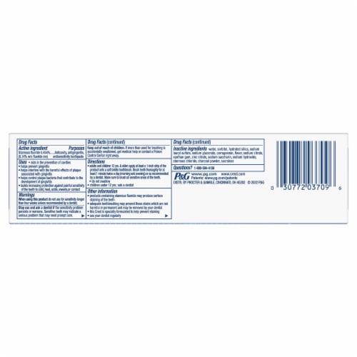 Crest Pro-Health Advanced Whitening + Charcoal Toothpaste Perspective: back