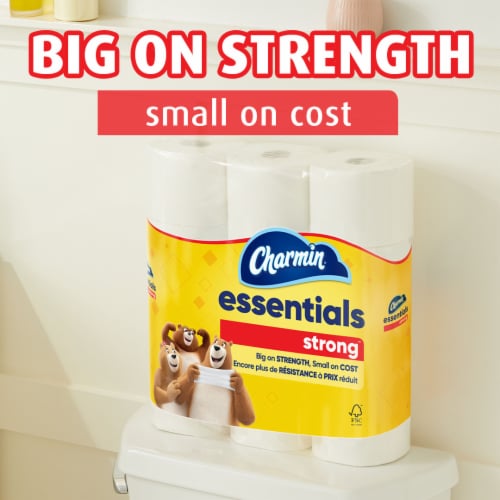 Charmin Essentials Strong Mega Roll Toilet Paper Tissue Perspective: back