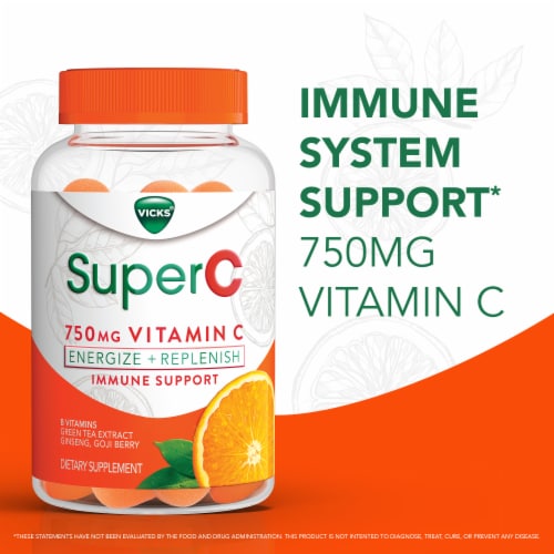 Vicks Super C Vitamin C Citrus Flavored Gummies Perspective: back