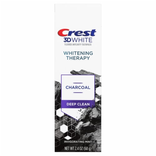 Crest 3D White Whitening Therapy Charcoal Deep Clean Mint Anti cavity Fluoride Toothpaste Perspective: back