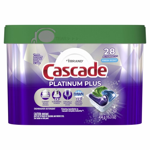 Cascade Platinum Plus Fresh ActionPacs Dishwasher Detergent Pods Perspective: back