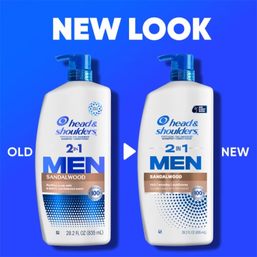 Head and Shoulders Dandruff Men's 2 in 1 Shampoo and Conditioner, Sandalwood for Daily Use Perspective: back