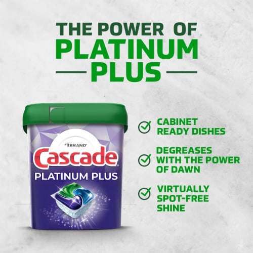 Cascade Platinum Plus Mountain ActionPacs Dishwasher Detergent Pods Perspective: back