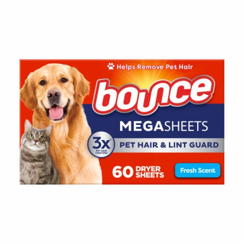 Bounce Pet Hair Guard Fresh Scent Dryer Sheets Perspective: back