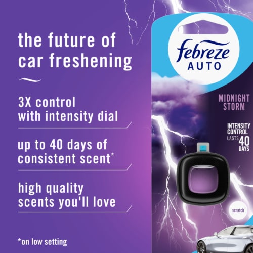 Febreze AUTO Air Freshener Vent Clip Midnight Storm Scent Car Vent Clip Perspective: back