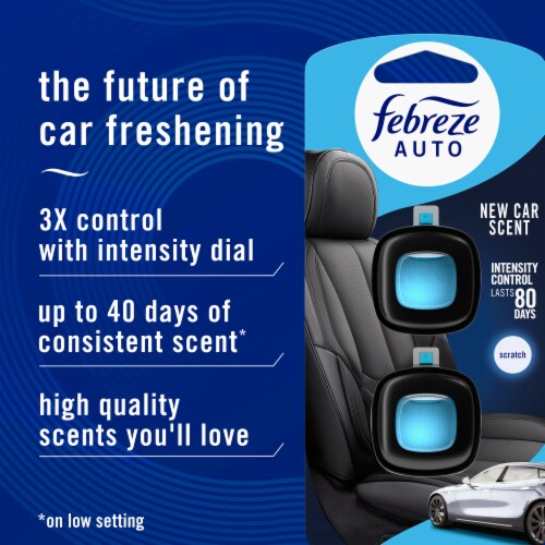 Febreze AUTO Air Freshener Odor-Fighting Automotive Vent Clip New Car Scent Perspective: back