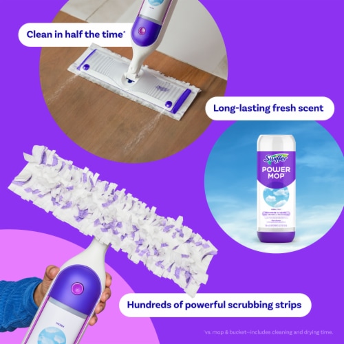 Swiffer Power Mop Floor Cleaner for Mopping Tile Vinyl Laminate Wood Cleaning Set Fresh Scent Perspective: back