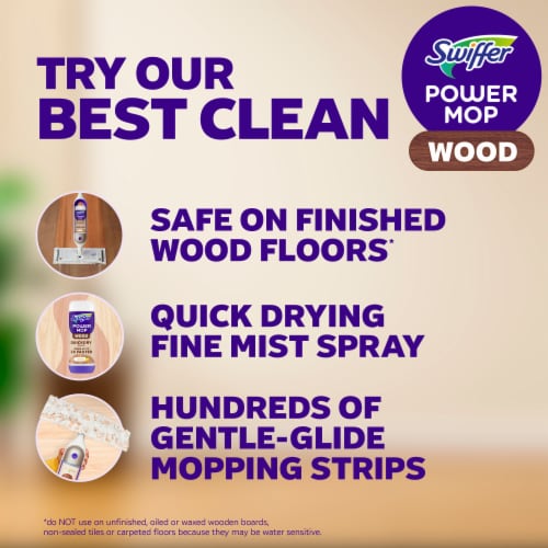 Swiffer Power Mop Wood Hardwood Floor Cleaner for Mopping QuickDry Cleaning Set Lemon Scent Perspective: back