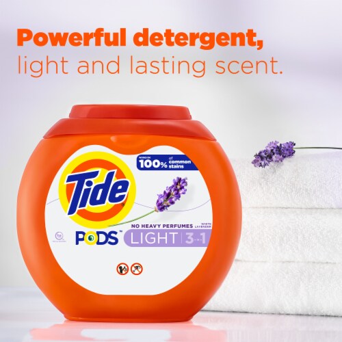 Tide PODS Light White Lavender Liquid Laundry Detergent Pacs Perspective: back
