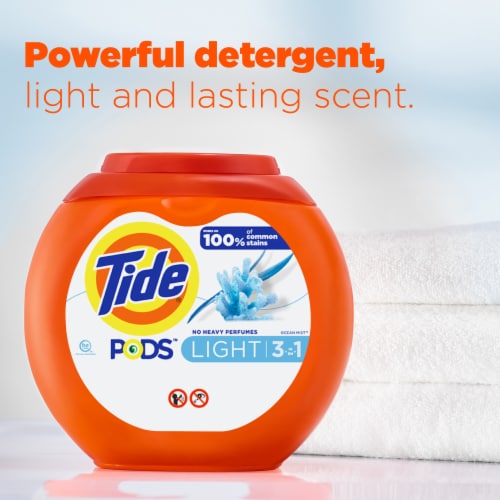 Tide PODS Light Ocean Mist Liquid Laundry Detergent Pacs Perspective: back