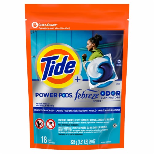Tide Power Pods Sport with Febreze Freshness Odor Defense Liquid Laundry Detergent Pacs Perspective: back