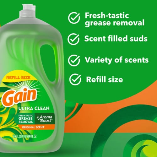 Gain Ultra Original Scent Dishwashing Liquid Dish Soap Perspective: back