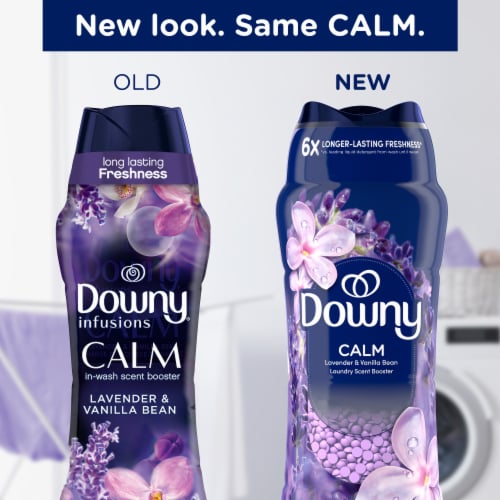 Downy Infusions In-Wash Laundry Scent Booster Beads, CALM, Soothing Lavender and Vanilla Bean, 24 oz Perspective: back